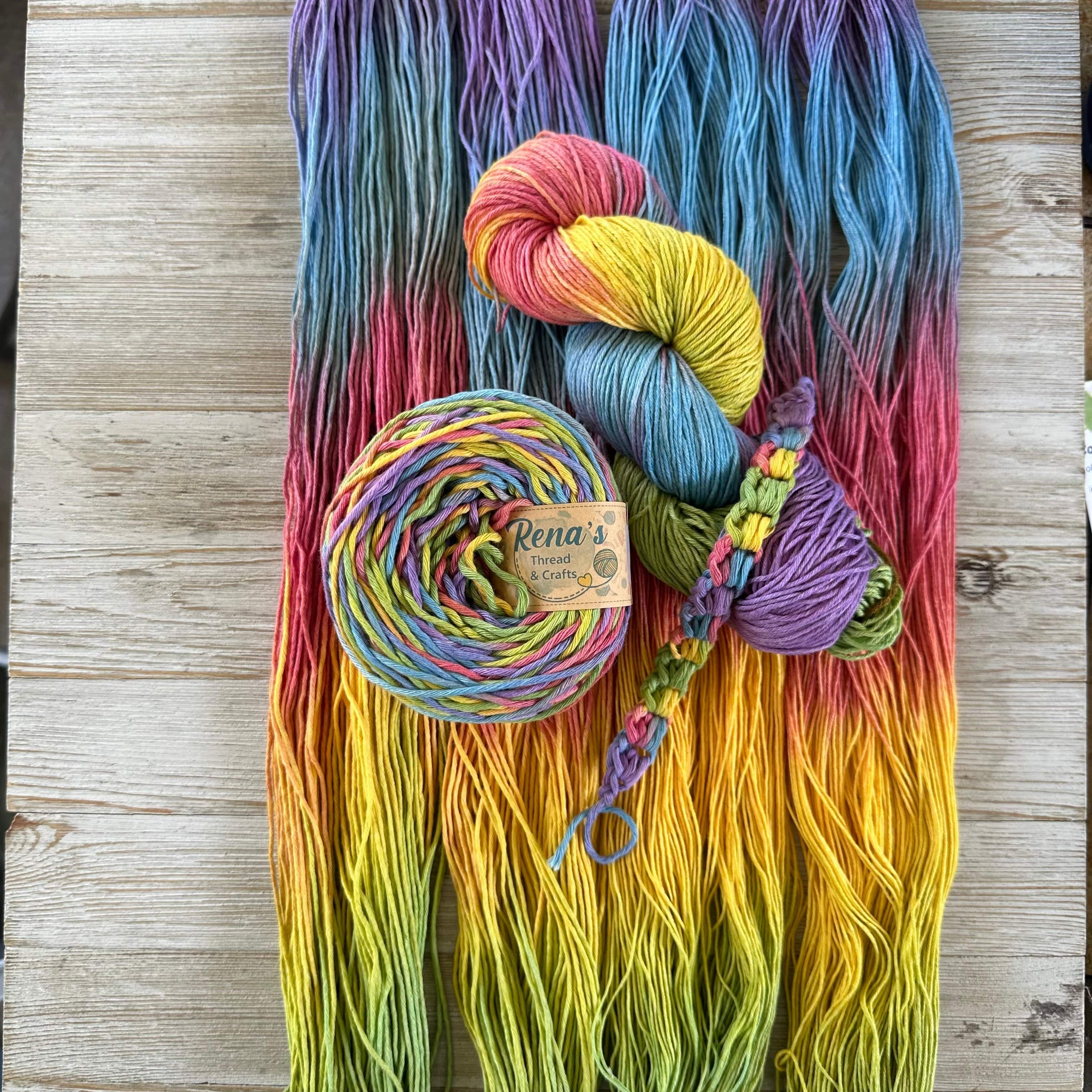 Bold and Bright, Hand Dyed Cotton Natural Fiber Yarn