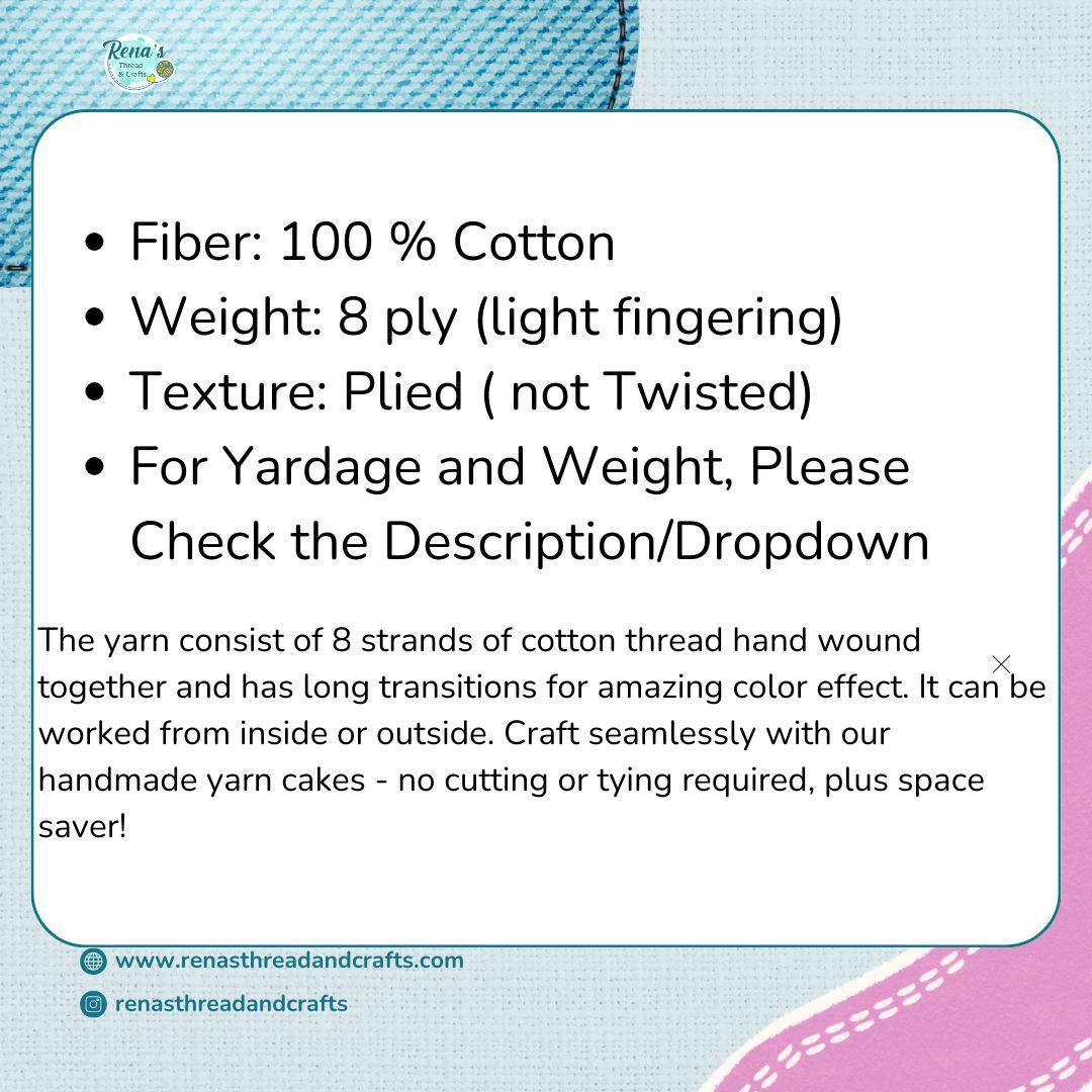 Gothic Rainbow Family Set 8PLY Cotton Gradient Cake Yarn - Image 3