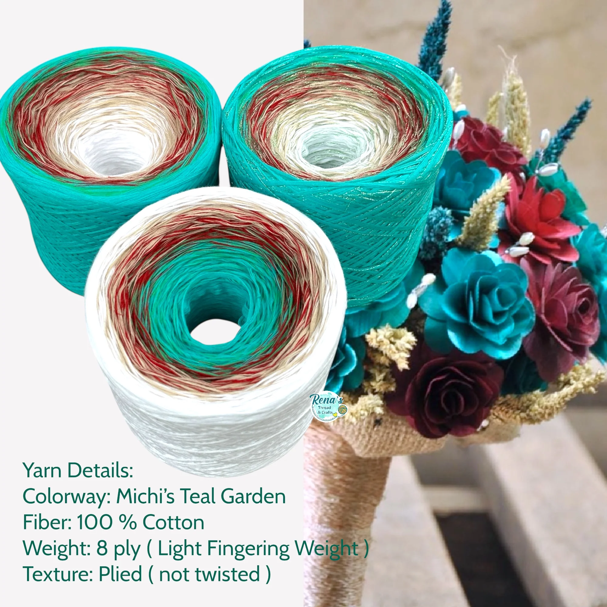Michi’s Teal Garden, Gradient Yarn - Image 2