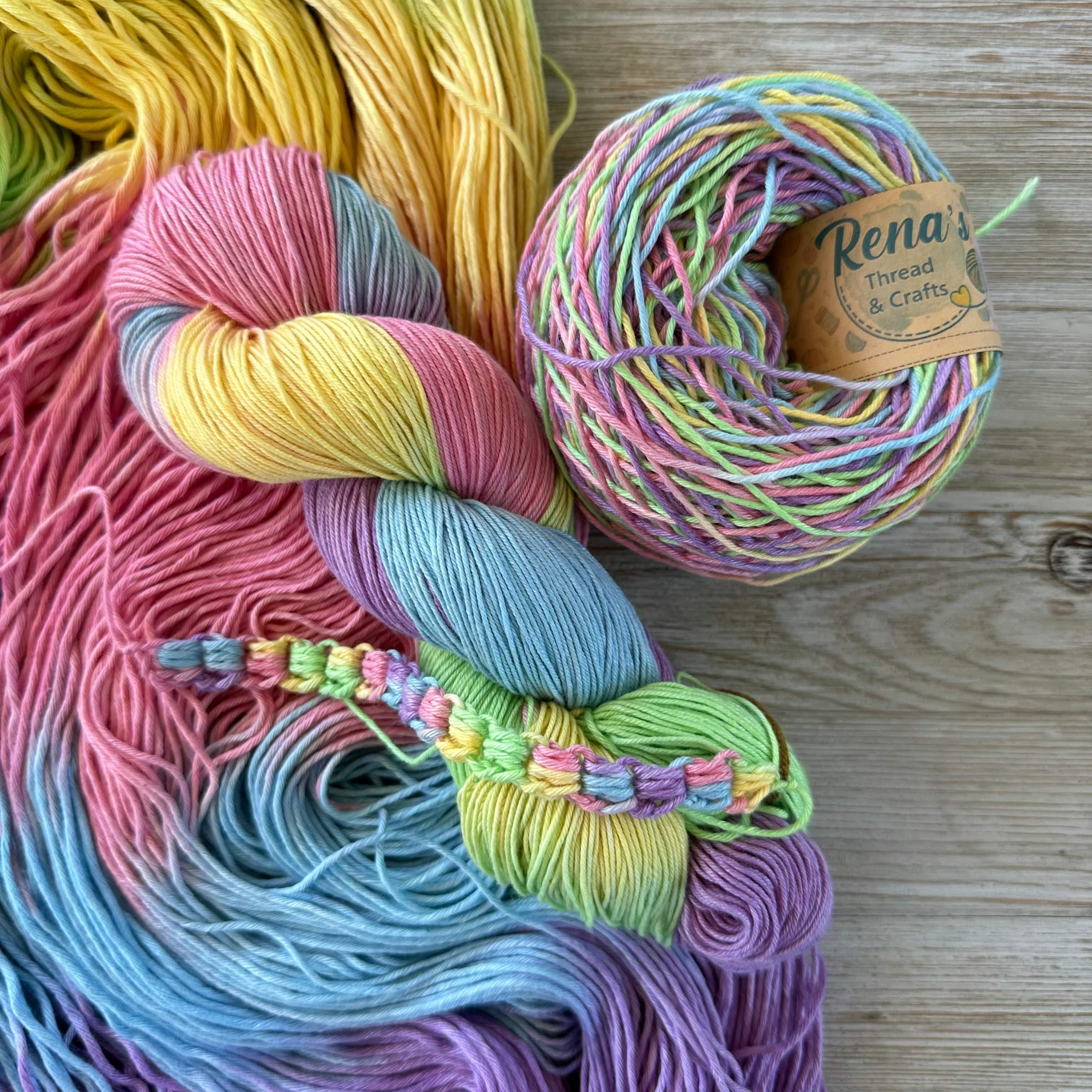 Pastel Paradise, Hand Dyed Cotton Natural Fiber Yarn
