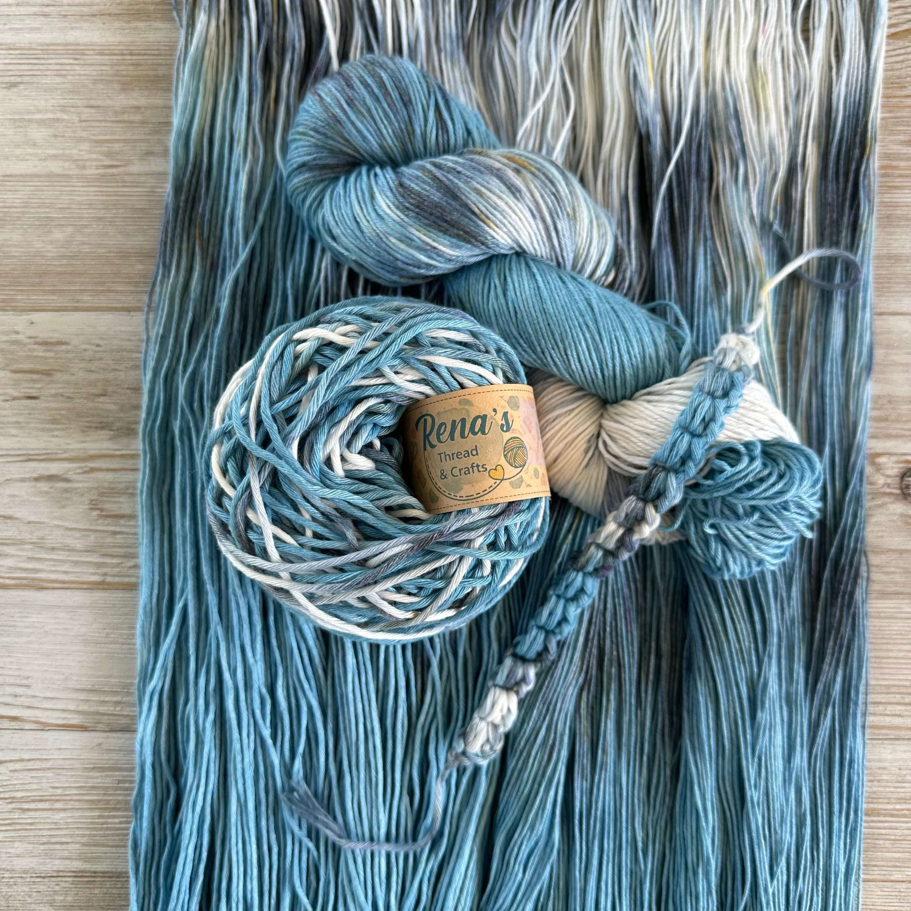 Sea Foam, Hand Dyed Cotton Natural Fiber Yarn