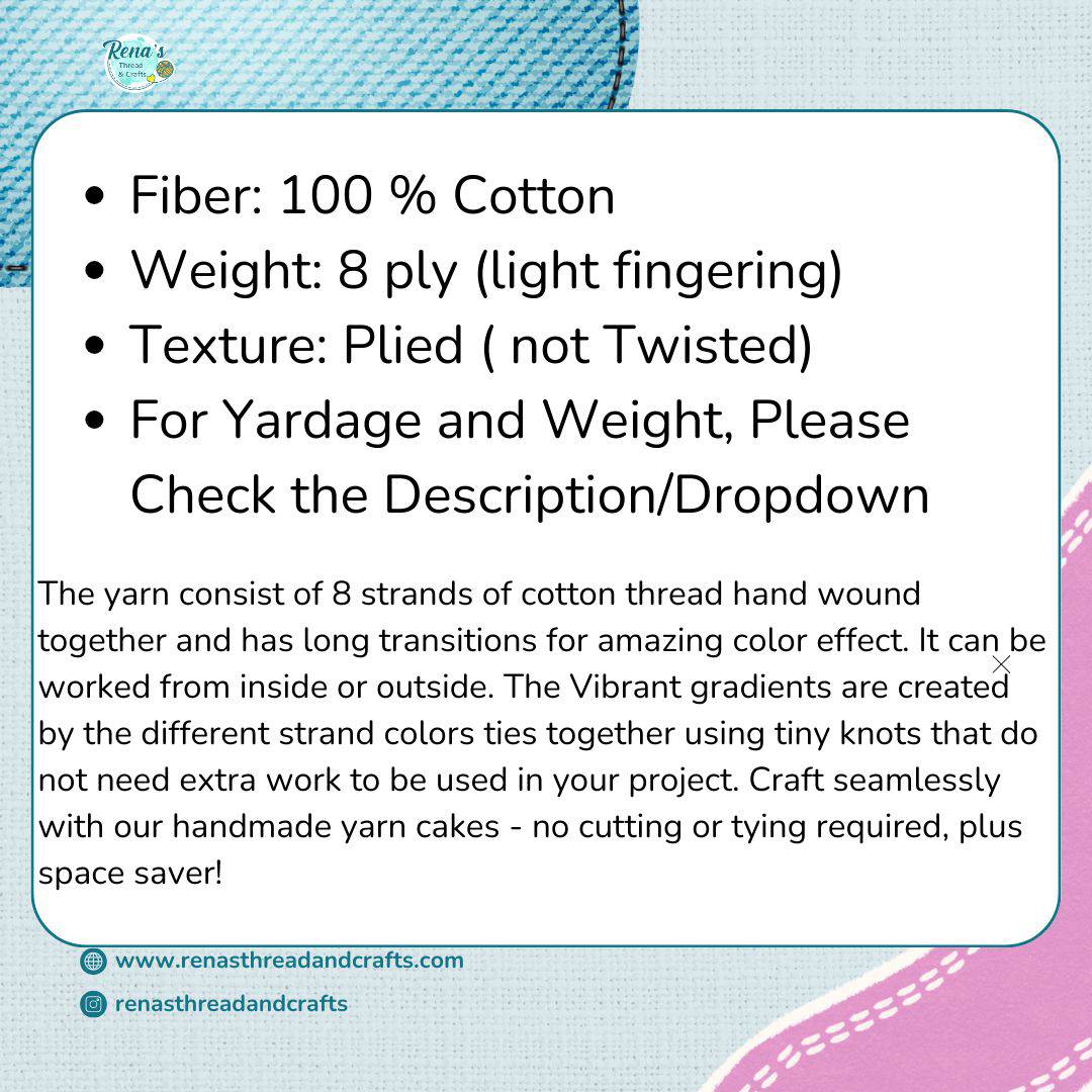 Swirl Rainbow 8PLY Cotton Gradient Cake Yarn - Image 4