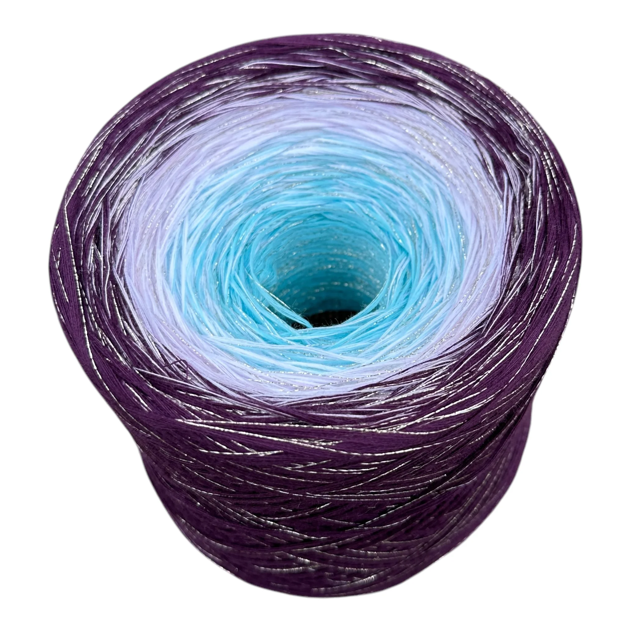 Tied With Love : Aqua & Plum, Gradient Yarn With Sparkle - Image 3