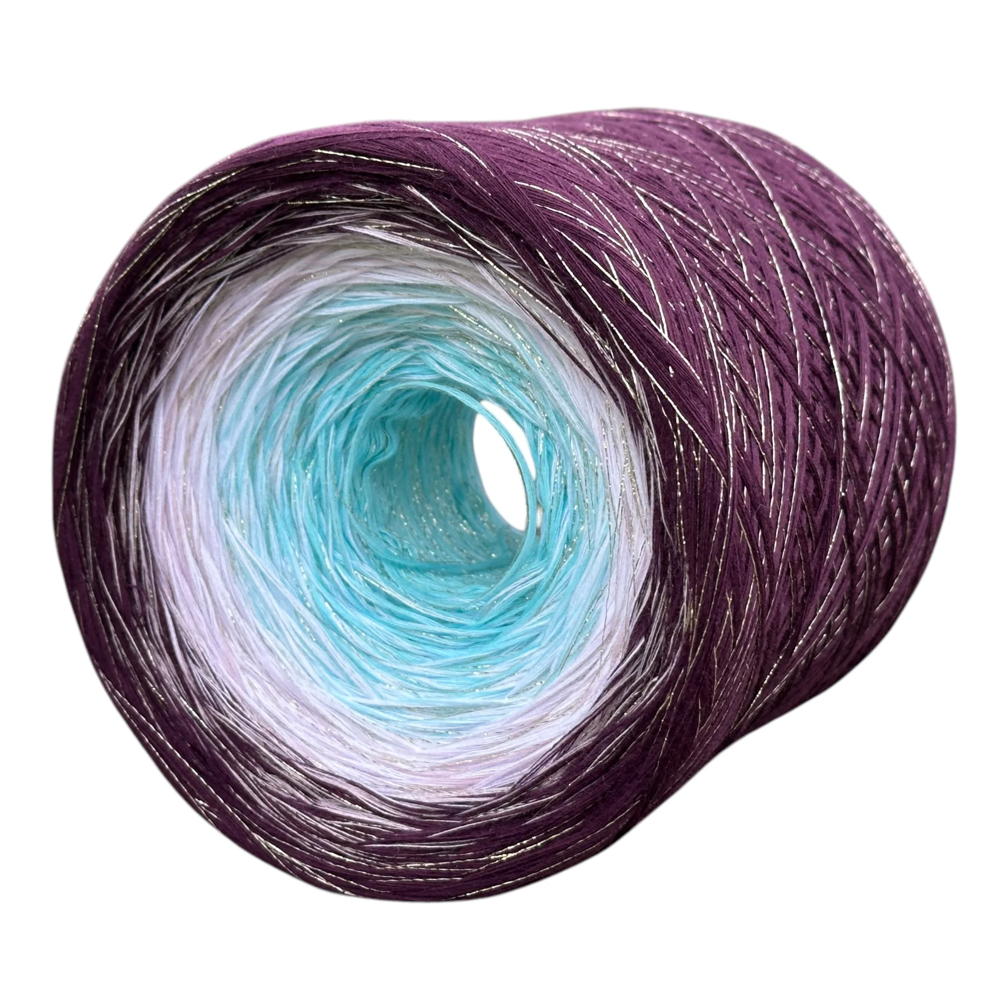 Tied With Love : Aqua & Plum, Gradient Yarn With Sparkle - Image 4