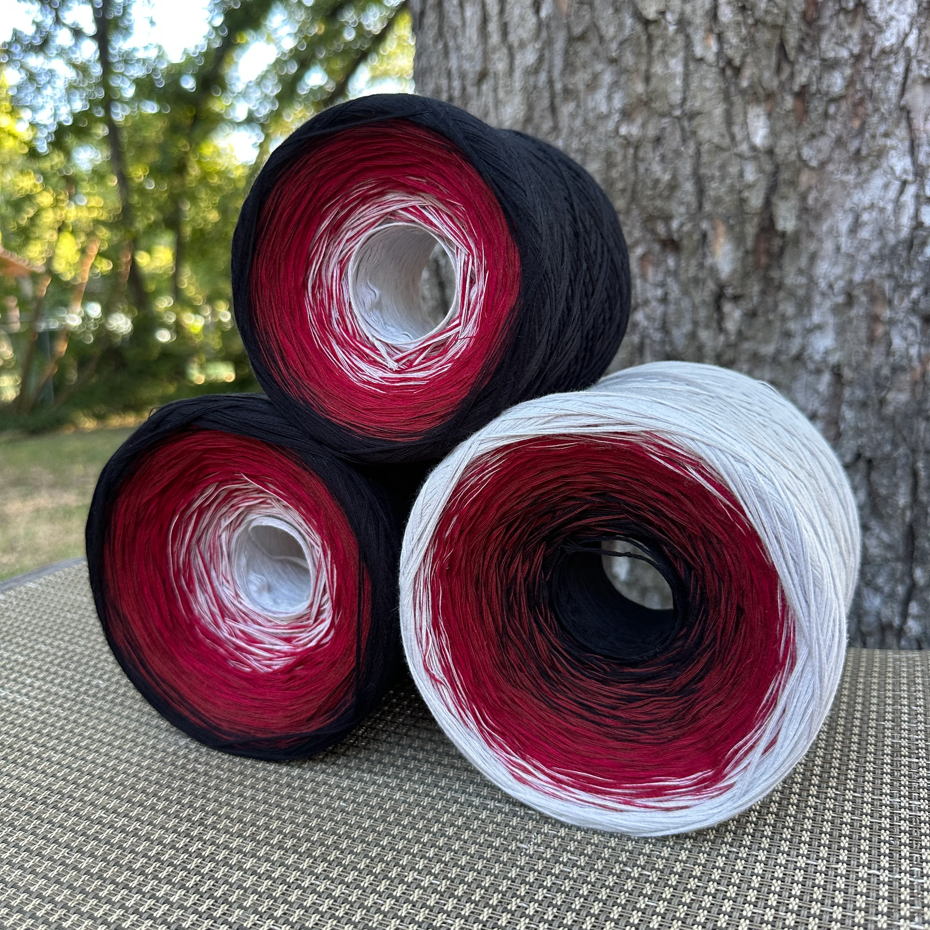 Tied With Love : Red & Gray, Gradient Cotton Natural Fiber Yarn - Image 11