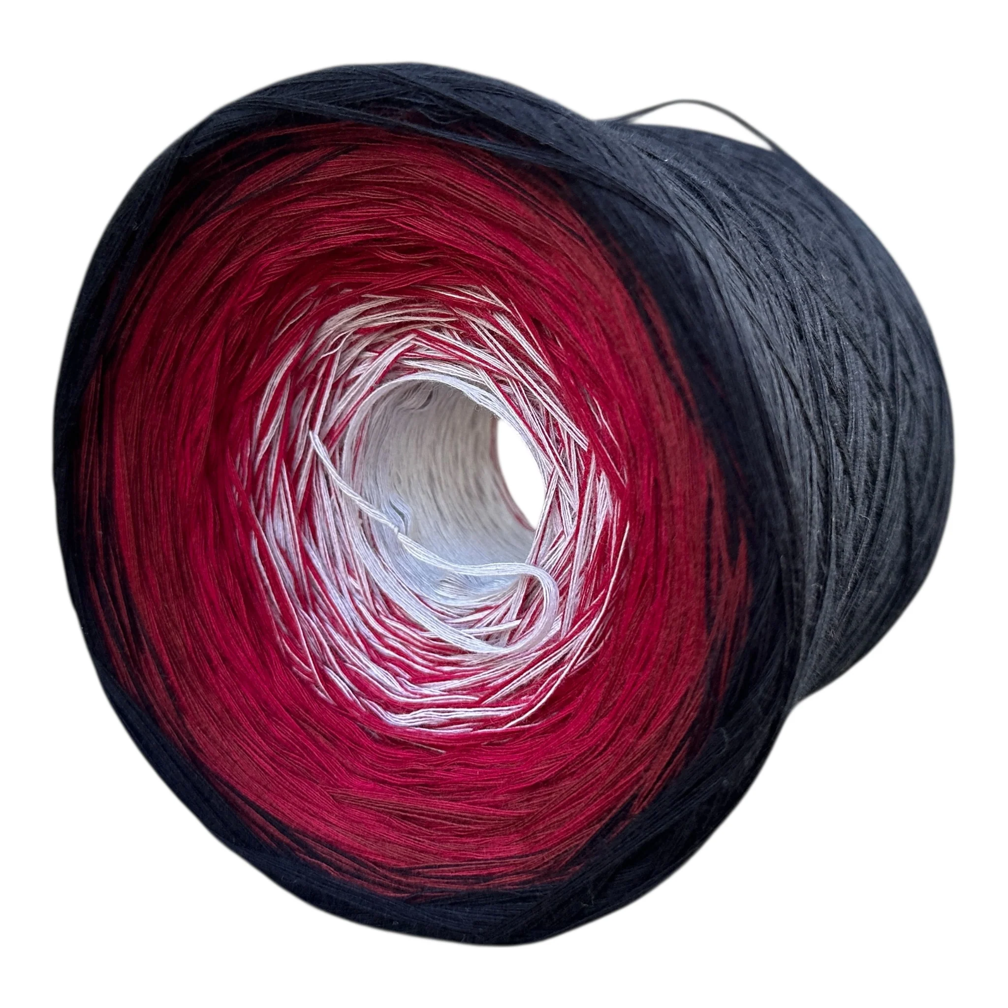 Tied With Love : Red & Gray, Gradient Cotton Natural Fiber Yarn - Image 4