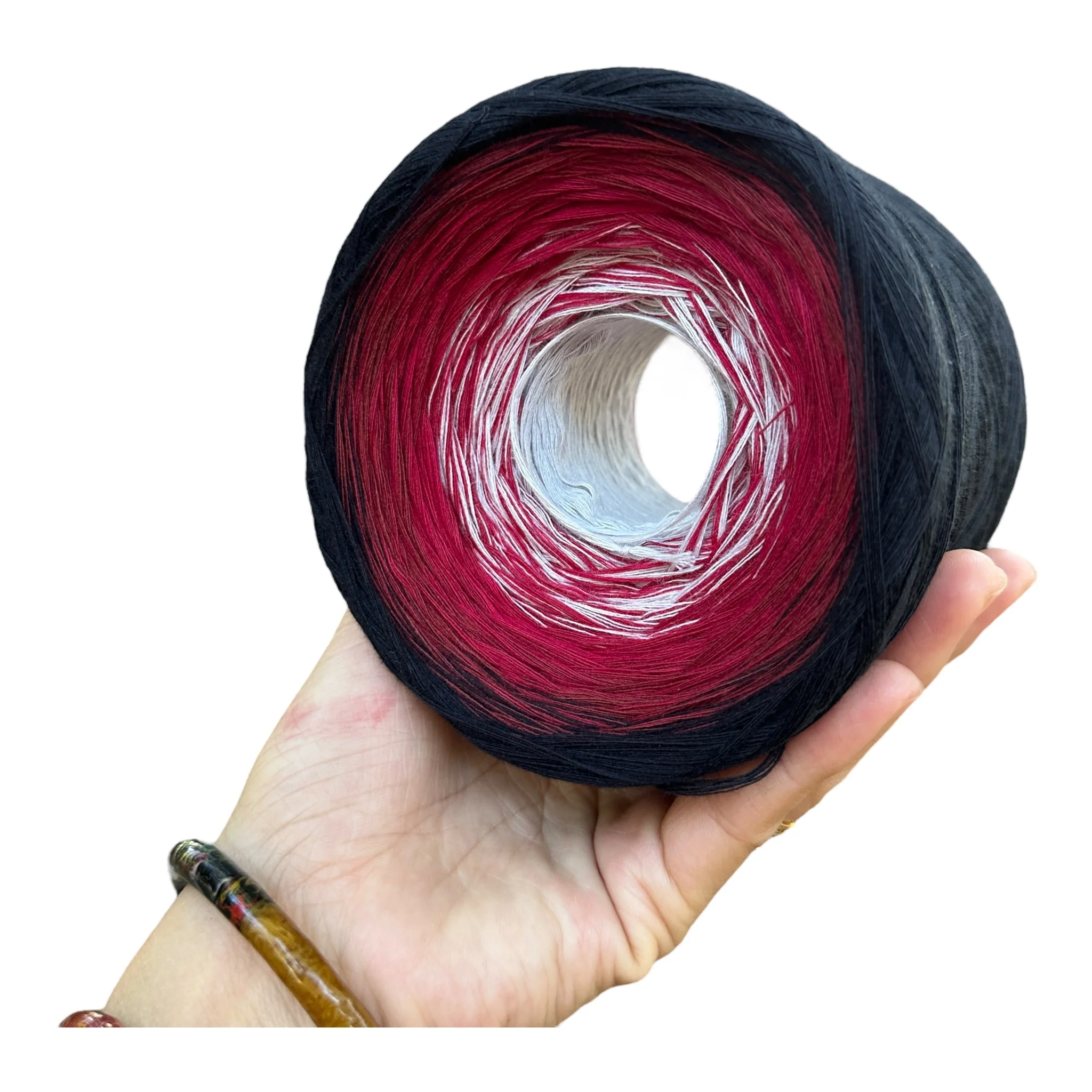 Tied With Love : Red & Gray, Gradient Cotton Natural Fiber Yarn - Image 9